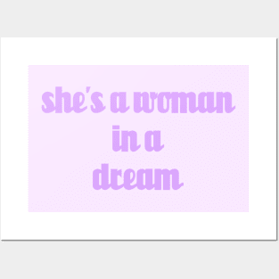 shes a woman in a dream // Purple Text Posters and Art